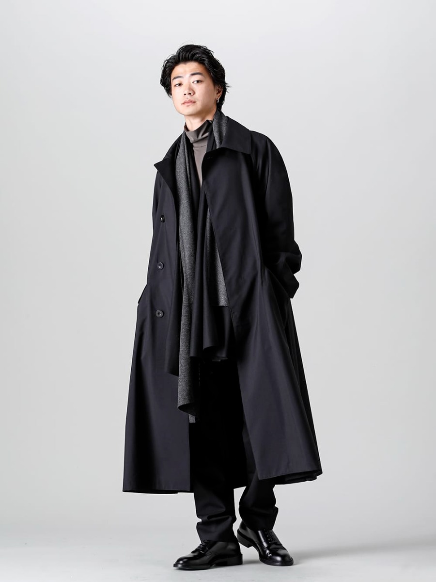 IRENISA 2022-23AW 見出し4 - IH-22FW-C012-MSP - Raglan Sleeved Over Coat - 222ASF04 Graymix - Jersey scarf - VI-3542-01-Brown-Gray - Nylon Spandex Jersey Turtleneck L/S Brown Gray  4-001