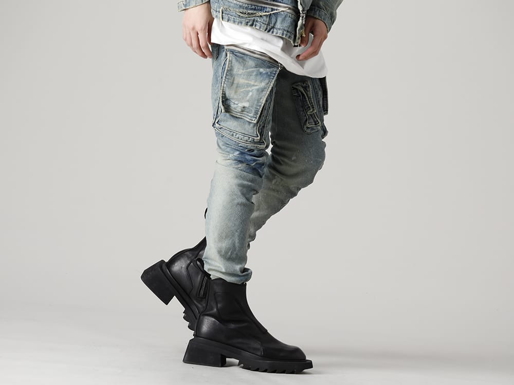 ユリウス 2022-23AW - JULIUS(ユリウス) 2023PSコレクションより第2弾目のアイテムがデリバリー！只今より店頭・通販共に販売スタート！   - 807PAM6-ID(10.5oz ストレッチデニム ダメージペイント カーゴスキニーデニム インディゴ) - 1-003