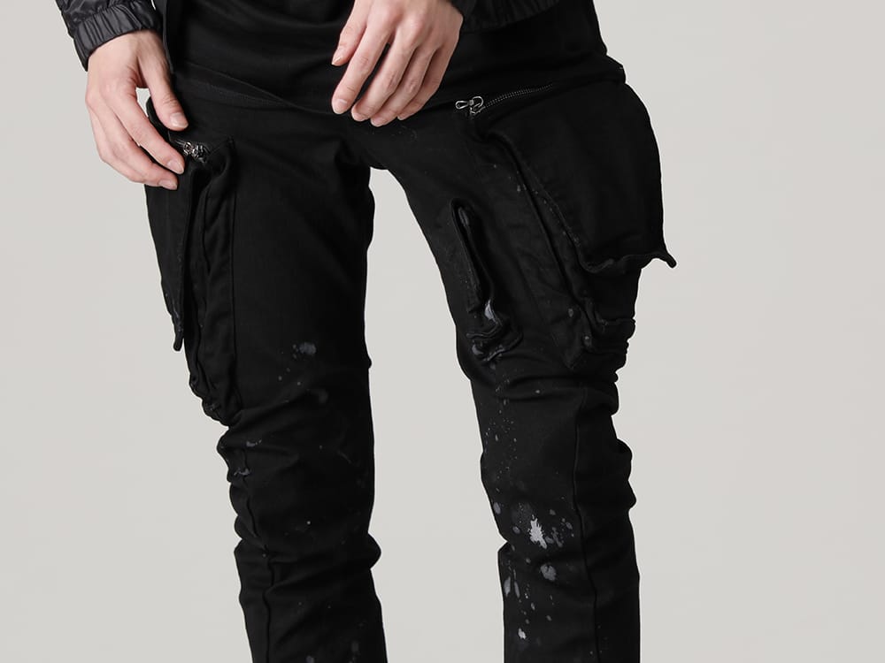 ユリウス 2022-23AW - JULIUS(ユリウス) 2023PSコレクションより第2弾目のアイテムがデリバリー！只今より店頭・通販共に販売スタート！   - 807PAM6-BK(10.5oz ストレッチデニム ダメージペイント カーゴスキニーデニム) - 1-011
