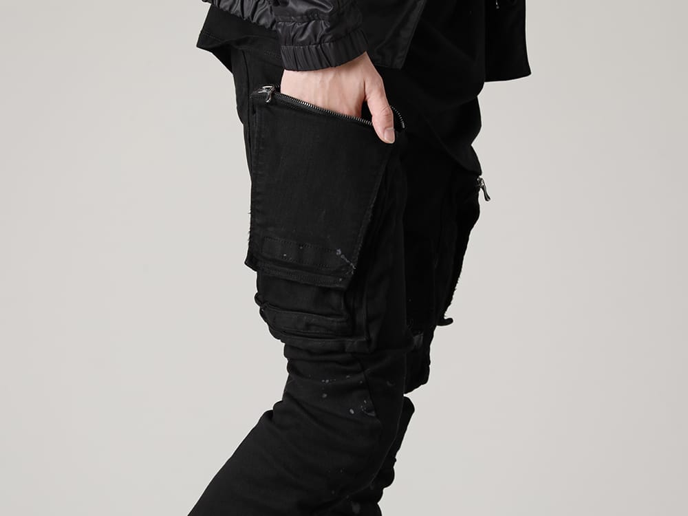 ユリウス 2022-23AW - JULIUS(ユリウス) 2023PSコレクションより第2弾目のアイテムがデリバリー！只今より店頭・通販共に販売スタート！   - 807PAM6-BK(10.5oz ストレッチデニム ダメージペイント カーゴスキニーデニム) - 1-012