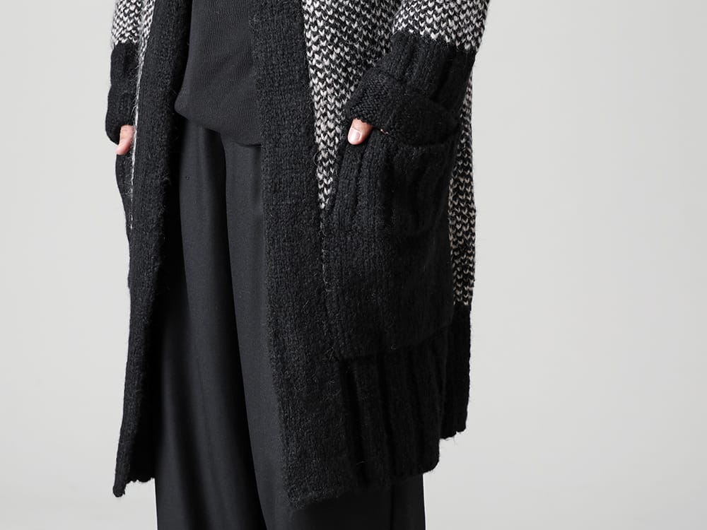 Ground Y - グラウンド ワイ 2022-23AW 見出し2  - GE-K04-152 Beige - ロング ショール カーディガン Beige - ニー ワイドパンツ ブラック - RB-443-Deep-Black - クライミングジャージー ディープ ブラック 2-002