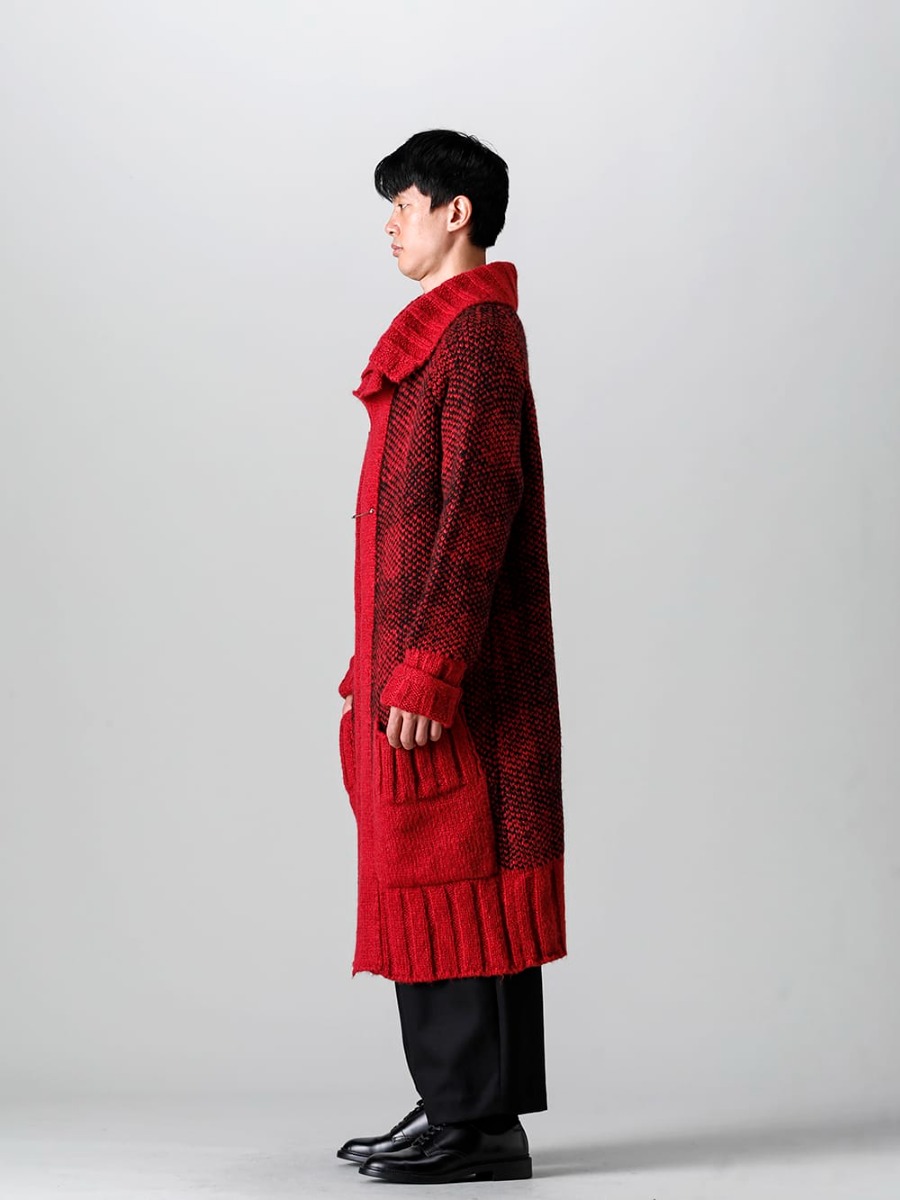 Ground Y - グラウンド ワイ 2022-23AW 見出し3 - GE-K04-152 Red - ロング ショール カーディガン Red - ニー ワイドパンツ ブラック - IH-22SS-S001-RC - レザーシューズ 3-002