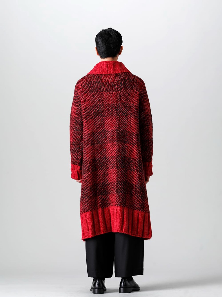 Ground Y - グラウンド ワイ 2022-23AW 見出し3 - GE-K04-152 Red - ロング ショール カーディガン Red - ニー ワイドパンツ ブラック - IH-22SS-S001-RC - レザーシューズ 3-003