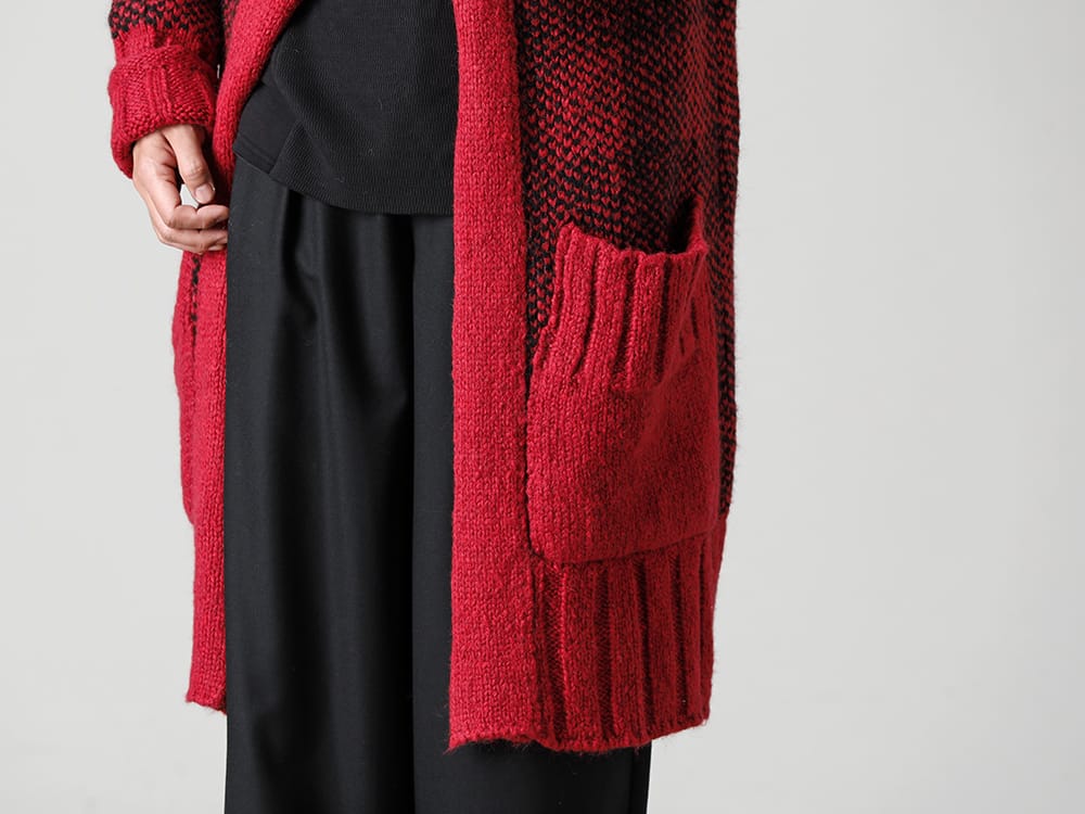 Ground Y - グラウンド ワイ 2022-23AW 見出し3 - GE-K04-152 Red - ロング ショール カーディガン Red - ニー ワイドパンツ ブラック - IH-22SS-S001-RC - レザーシューズ 4-003