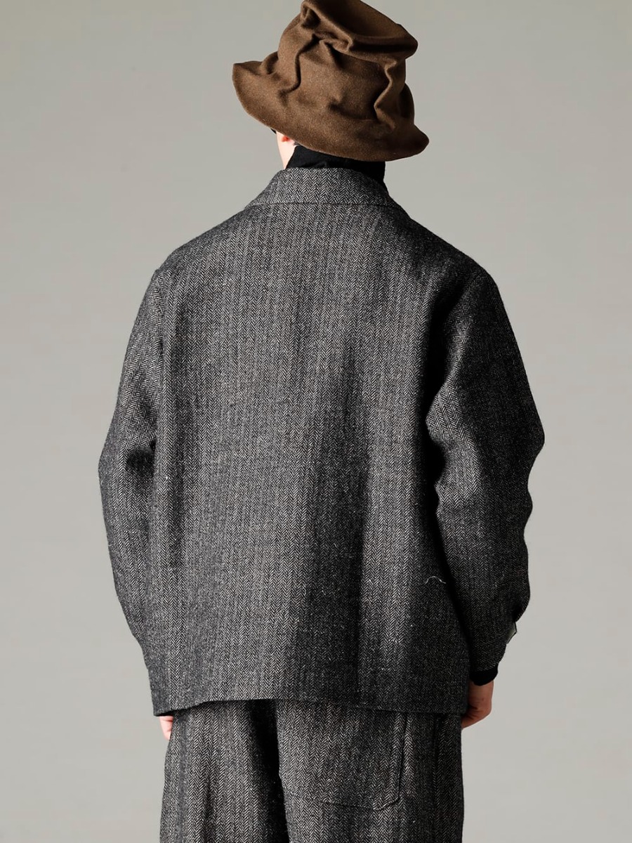 KLASICA(クラシカ) 22-23AW(秋冬) 生地の良さを活かすシンプルなデザイン  - 22C-41SHJ-MMD ラインド シャツ ジャケット - クラッシック ヘリング ボーン - TTW-wn ウール ボトルネックニット ブラック 2-002