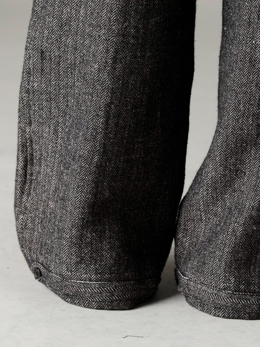 KLASICA(クラシカ) 22-23AW(秋冬) ノスタルジックな風合いを大事に - TTW-wn ウール ボトルネックニット ブラック - 22C-42TRS-GARNER ワイド ストリング トラウザー - クラッシック ヘリング ボーン - Derby-W-Hidden-Laces- Kangaroo-Natural W. ヒドゥン レース ダービーシューズ カンガルー ナチュラル 3-005