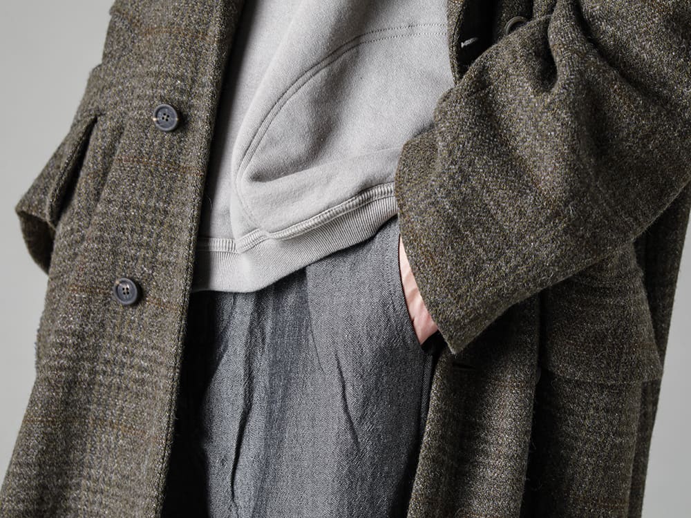 ZIGGY CHEN-ジギーチェン シーズン ワイドパンツ初心者にもお勧めのセミワイドトラウザー -  014TR1-Grey-チノトラウザー ウールフラックスツイル グレー - Handsewn-Classic-Lo-ハンドソーン クラシック ロー 3-003