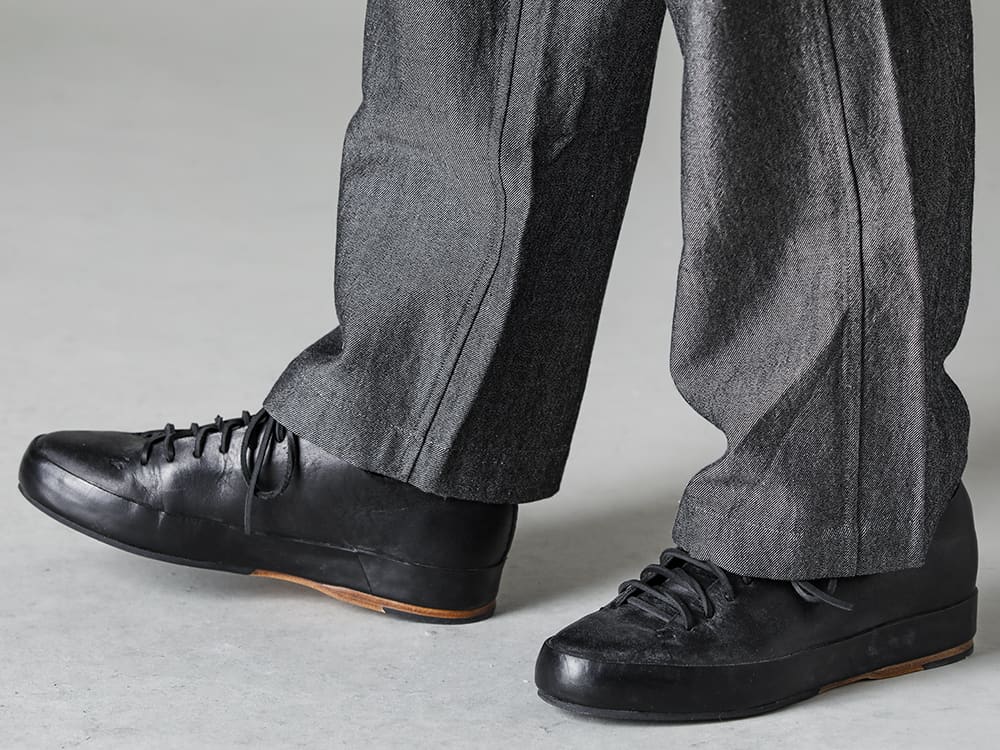 ZIGGY CHEN-ジギーチェン シーズン ワイドパンツ初心者にもお勧めのセミワイドトラウザー -  014TR1-Grey-チノトラウザー ウールフラックスツイル グレー - Handsewn-Classic-Lo-ハンドソーン クラシック ロー 3-004