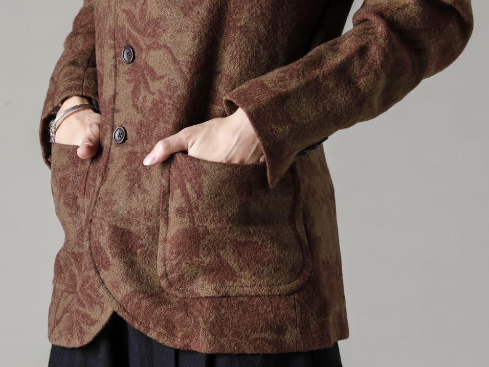 UMA WANG-UMA WANG 22-23AW(Autumn/Winter) Coat-like semi-double jacket easy to handle this season - UM6507-Jade jacket - UK7553-Off-White-Long sleeve knit top. Off-White 2-001