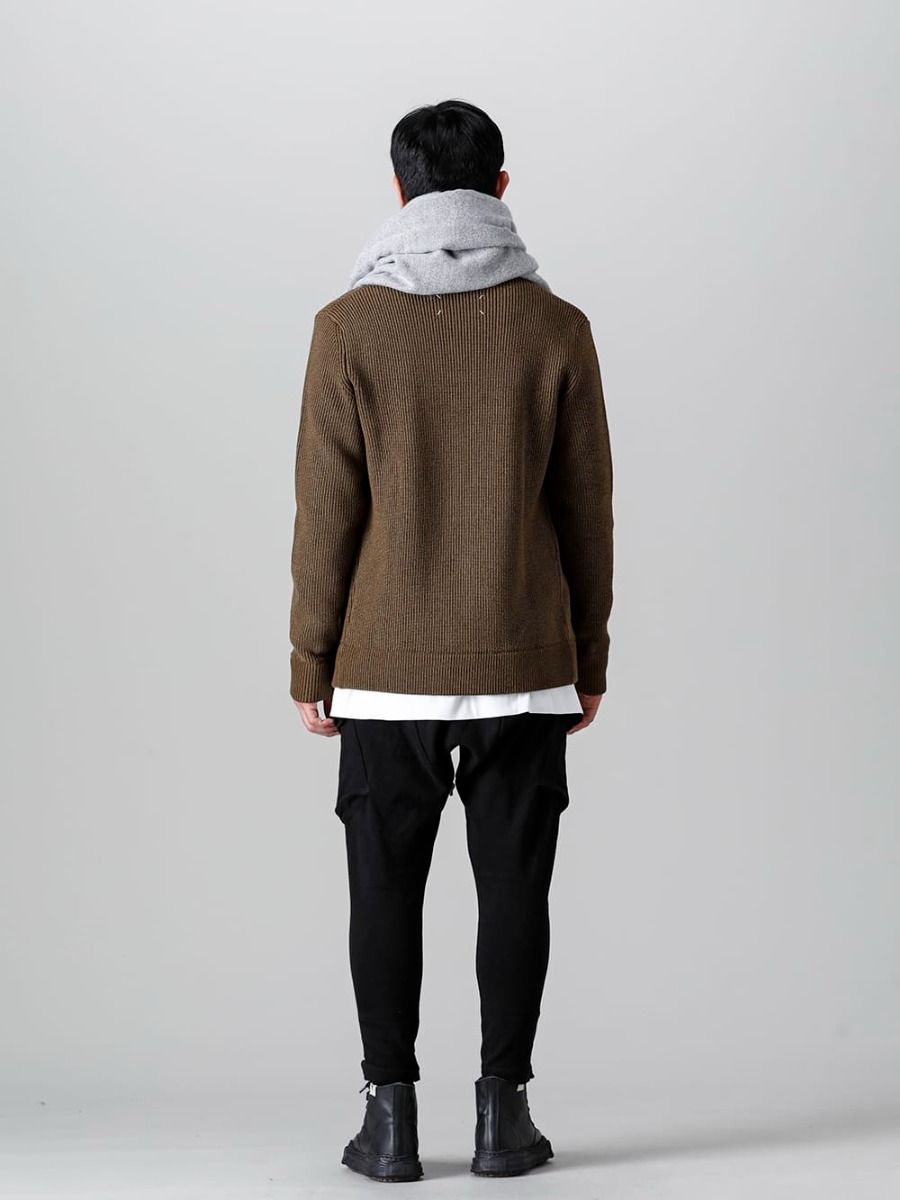 RIPVANWINKLE 2022-23AW Styling Driver's knit style with a sense of the season in olive and gray - R+239 G.Black - Reversible Stole G.Black - SI1HA0013-Olive - Drivers Zip Up Knit Olive Olive - RB-430-Deep-Black - Bush Easy Jersey Deep Black 1-002