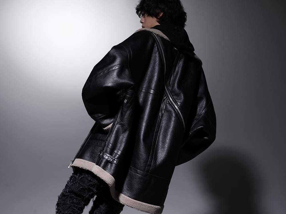 タカヒロミヤシタ ザソロイスト / フェノメノン 2022-23AW - 今季を象徴するデザインが特徴のヘビーアウター - sj.0013AW22(ダブルジップ バルーンシェイプド フェイクムートン フライトジャケット) ILLCS22A-034-Black(マスターマインド・ワールド × フェノメノン マルチコード ジップアップ フーデッド (PHMN Original 2008) ブラック) - 2-003