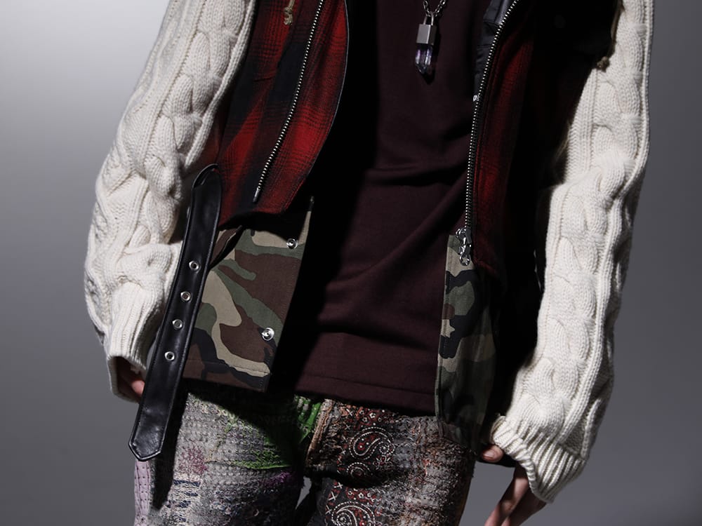 フェノメノン / ガラアーベント 2022-23AW - 複数素材を1着に落とし込んだ贅沢なジャケット - ILLJK22A-008(ミックスジャケット) 87320705-Bordeaux-22AW(2/48 ミルドウオッシャブル天竺 タートルネックプルオーバー ボルドー) - 2-005