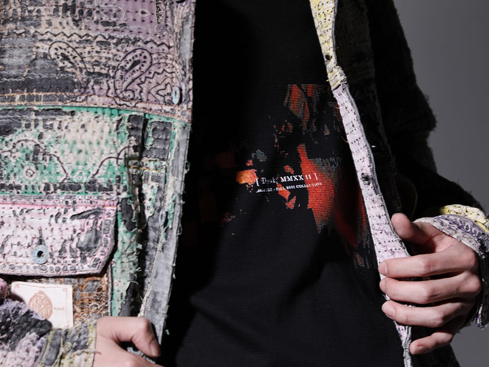 ユリウス 2022-23AW - BOROを想起させるウェアラブルなアートピースに昇華された、デニムジャケット - 787CUM3(DUSK ツイスト タック ショートスリーブTシャツ) - 2-012