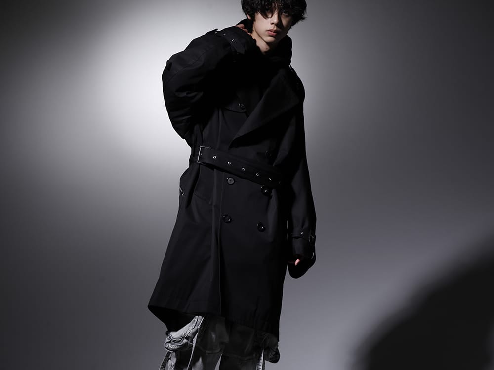 タカヒロミヤシタ ザソロイスト / ヌード マサヒコマルヤマ 2022-23AW - A trench coat with fine details to enjoy. - sj.0010AW22(ダブルジップ バルーンシェイプド トレンチコート) NU-1648(フリース ニット オーバーサイズ フーディー) - 2-001