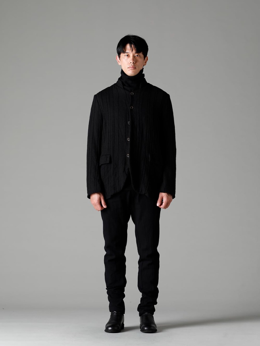 NOUSAN(ノウザン) 22-23AW  - 起伏のある生地がユニークな高級感を生む ブランド毎でベクトルの違う生地へのこだわり - 22C-41SHJ-MMD ラインド シャツ ジャケット - クラッシック ヘリング ボーン - TTW-wn ウール ボトルネックニット ブラック - UP110-354B コントゥア パンツ 2.0 - 788Z_H バックジップブーツ ダブルソール - ホース フルグレイン レザー