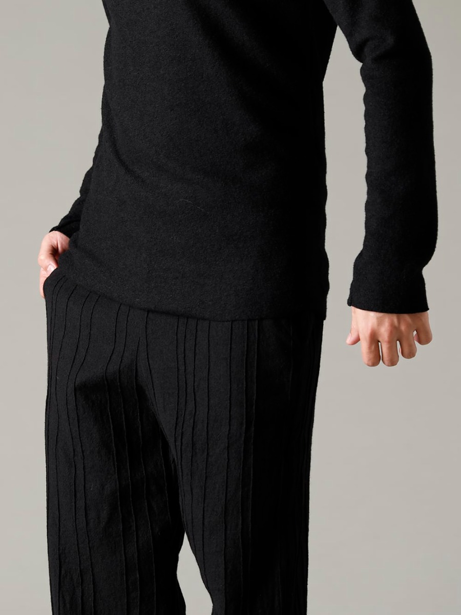 NOUSAN(ノウザン) 22-23AW 同生地のブラックセットアップスタイルで - linea-preatwool プリーツド ウール ワイド パンツ 3-005