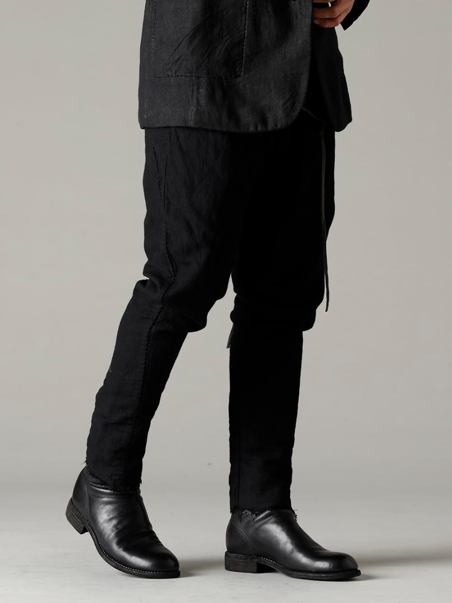 masnada(マスナダ) 22-23AW(秋冬) 取り外し可能なライニング付きパンツ - M2913 ライニング バギー パンツ - 788Z_H バックジップブーツ ダブルソール - ホース フルグレイン レザー  4-001