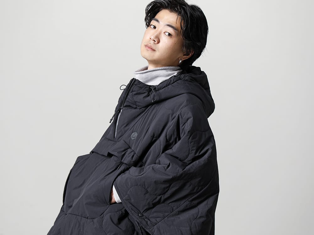 LANTERN 2022-23AW Pullover type military poncho with wave-quilted outer fabric with padding  - MMA-LAN-PO01-Black - Heating Poncho Black - RB-424-Ice-Gray - Pull Over Jersey Ice Gray 2-003