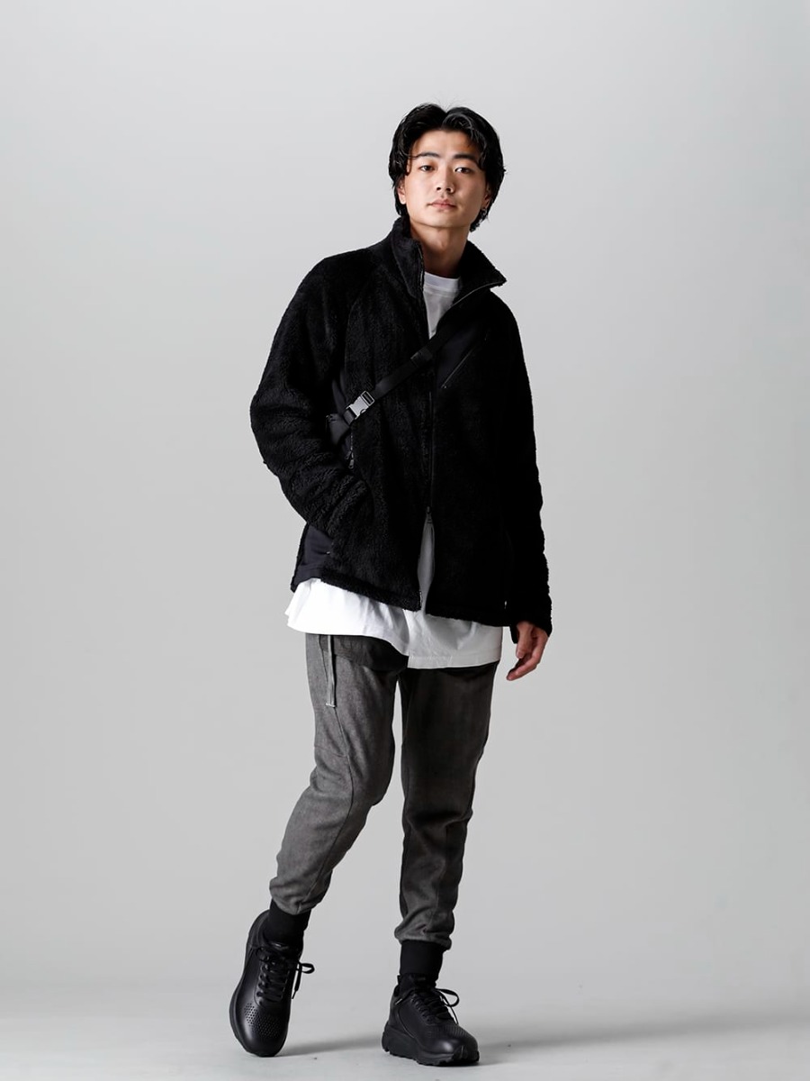 RIPVANWINKLE 2022-23AW Untwisted yarn fleece-lined tapered cropped pants dust with a comfortable fit like a jersey. - RB-445-Black - Boa Jersey Black - ST107-1022A-Dust - Untwisted Fleece-Lined Tapered Cropped Pants Dust - SCV186C016 Black - Night Run Lightト Black  4-001