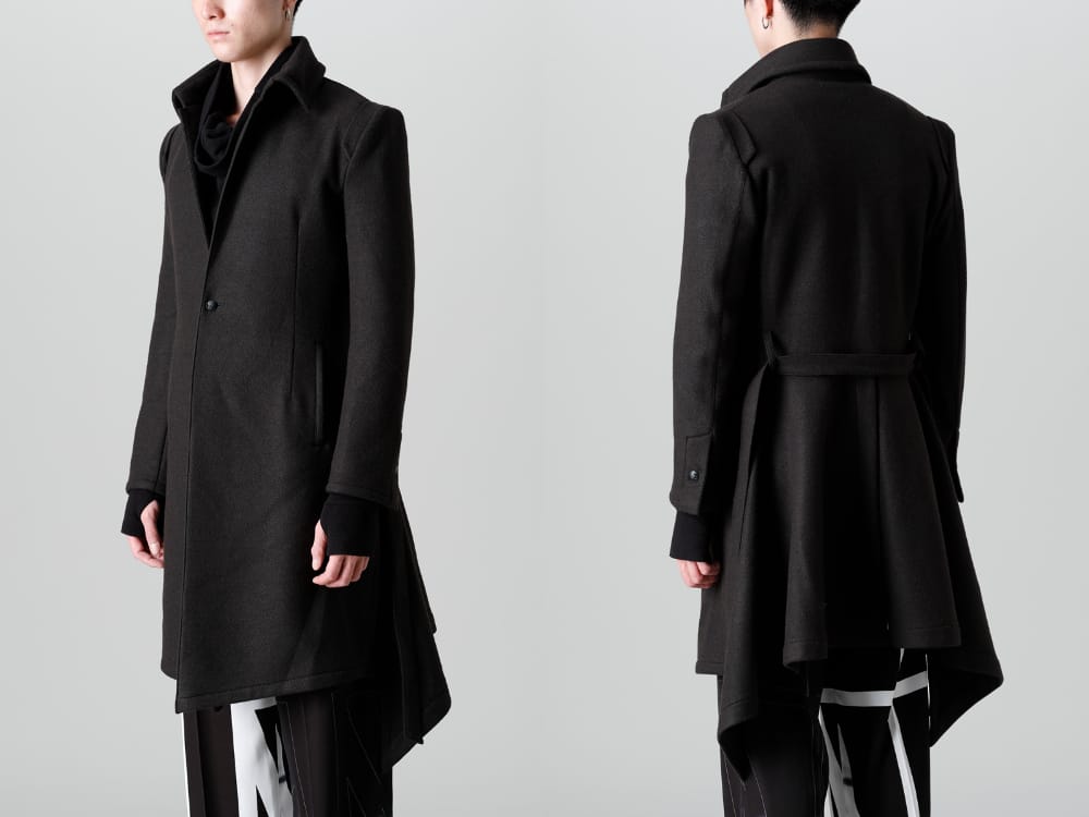 kiryuyrik(キリュウキリュウ) 2022-23AWコレクションより第5弾目が到着！店頭・通販共に販売中！ - KO-HJ37-102-black(ニットメルトン スタンドカラー フレアジャケット ブラック) - 1-012