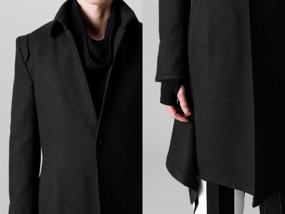 kiryuyrik(キリュウキリュウ) 2022-23AWコレクションより第5弾目が到着！店頭・通販共に販売中！ - KO-HJ37-102-black(ニットメルトン スタンドカラー フレアジャケット ブラック) - 1-014