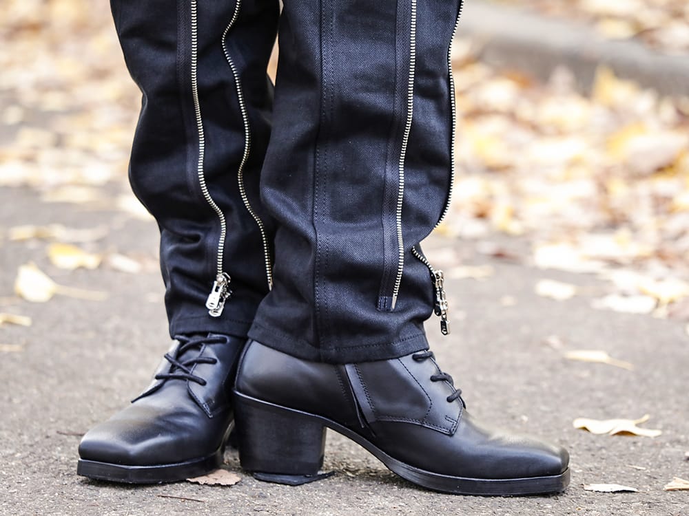 kujaku 2022-23AW - Denim pants with an eye-catching front zip - KJ-22AW34(kurobe boots) - 3-006