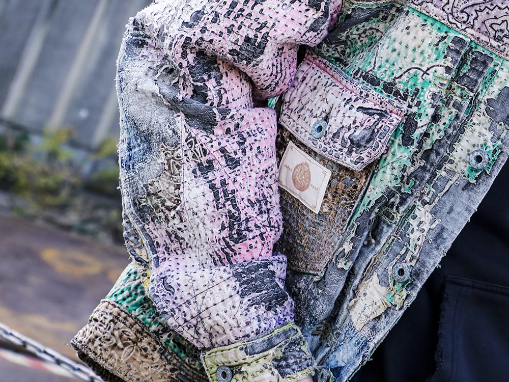 プロレタ リ アート 2022-23AW - ヴィンテージの作品を再構築して作り上げた至極の1点 - UROBOROS-DENIM-JACKET-MULCH-XL-22-23AW(デニムジャケット 2nd タイプ ビーズ付き) - 2-005