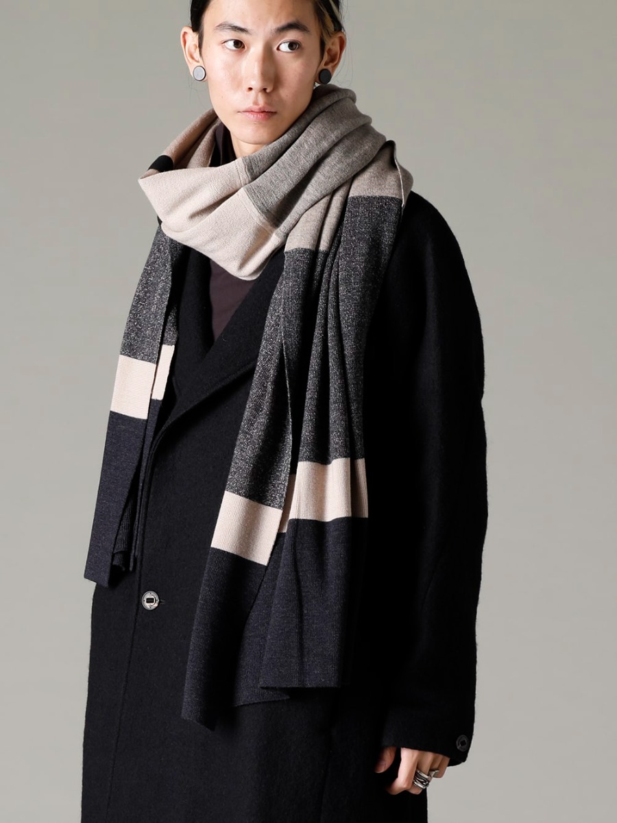 DEVOA(デヴォア) 22-23AW(秋冬) アクセントとして楽しめるマフラー  - CTI-WYGコートウールミリング KAC-ABA ジャカード ストール メリノ ウール 2-002