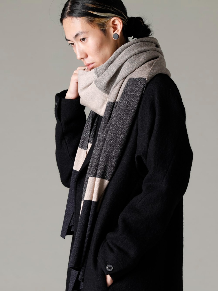 DEVOA(デヴォア) 22-23AW(秋冬) アクセントとして楽しめるマフラー  - CTI-WYGコートウールミリング KAC-ABA ジャカード ストール メリノ ウール 2-003