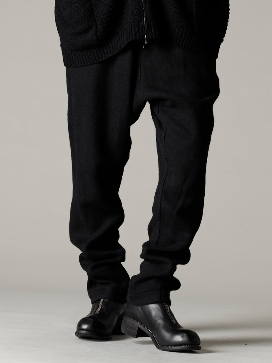 DEVOA 22-23AW Fabric selection - PTN-GRE Easy pants brushed cashgora linen - PL1 Front Zip Boots Double Sole - Horse Full Grain Leather 3-001