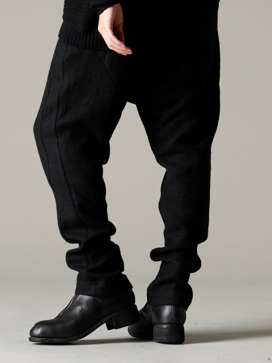 DEVOA 22-23AW Fabric selection - PTN-GRE Easy pants brushed cashgora linen - PL1 Front Zip Boots Double Sole - Horse Full Grain Leather 3-003