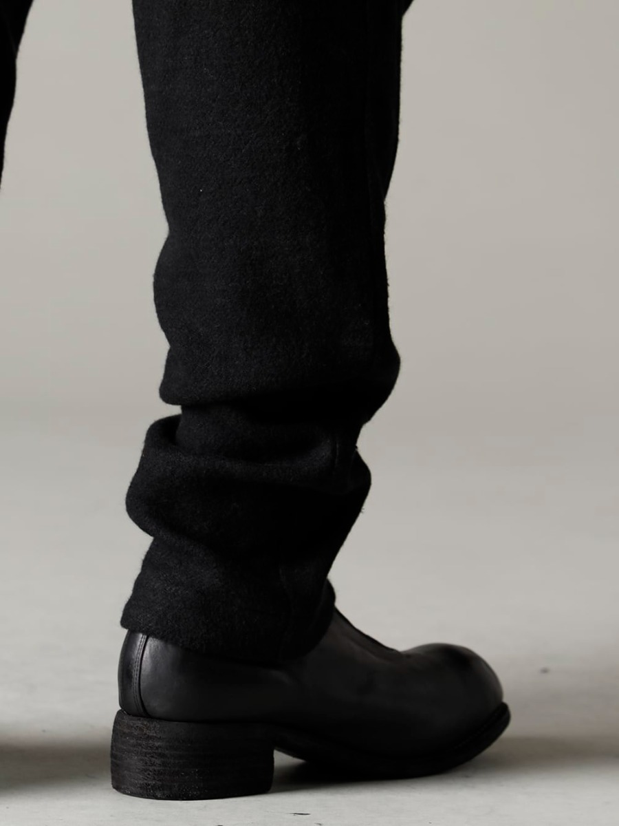 DEVOA 22-23AW Fabric selection - PTN-GRE Easy pants brushed cashgora linen - PL1 Front Zip Boots Double Sole - Horse Full Grain Leather 3-005