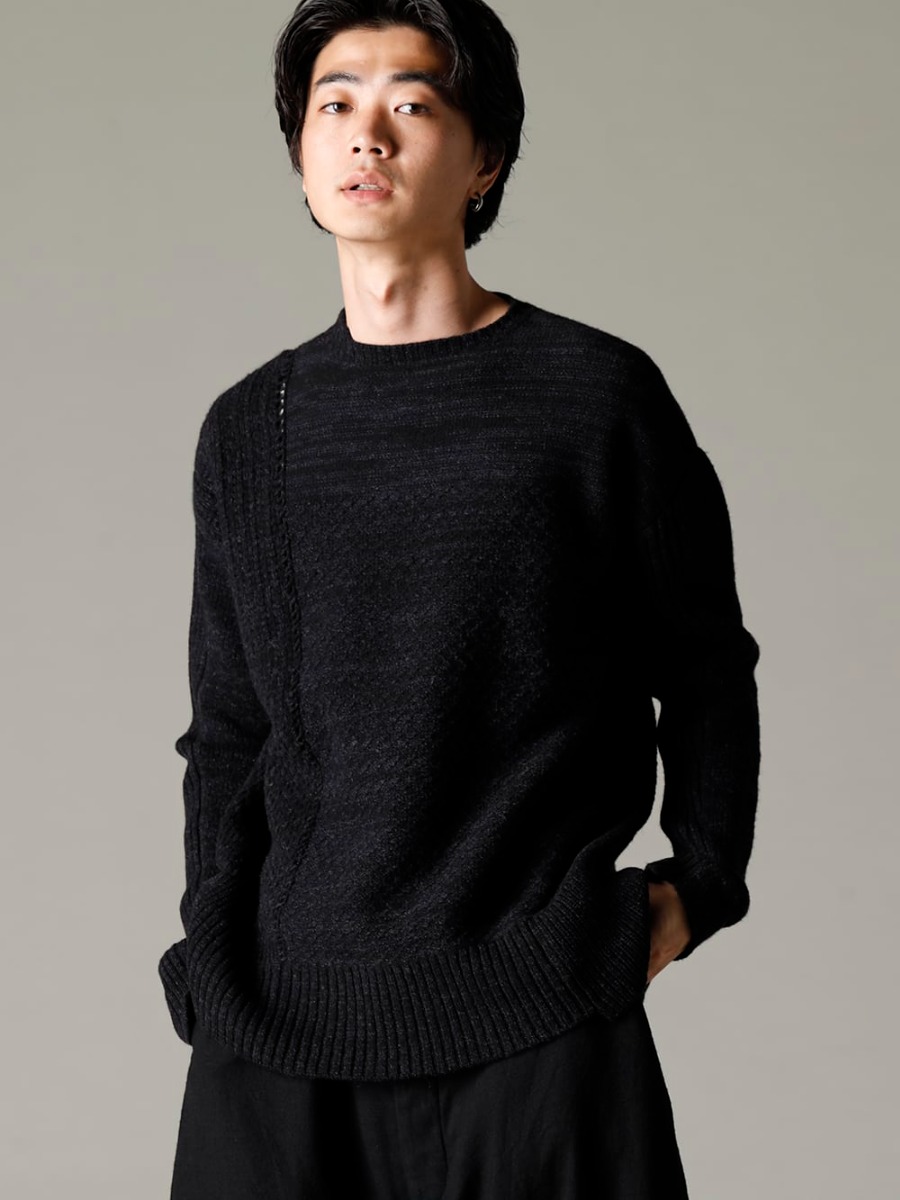 GARMENT REPRODUCTION OF WORKERS(ガーメント リプロダクション オブ ワーカース) 22-23AW(秋冬) 単品でも魅力的なNOUSANの定番シャツとKLASICAのミドルゲージニット - 22C-69PO-TRANSIT-Shadow テク コンバージョン リラックス フィット 7G ニット シャドー 3-005