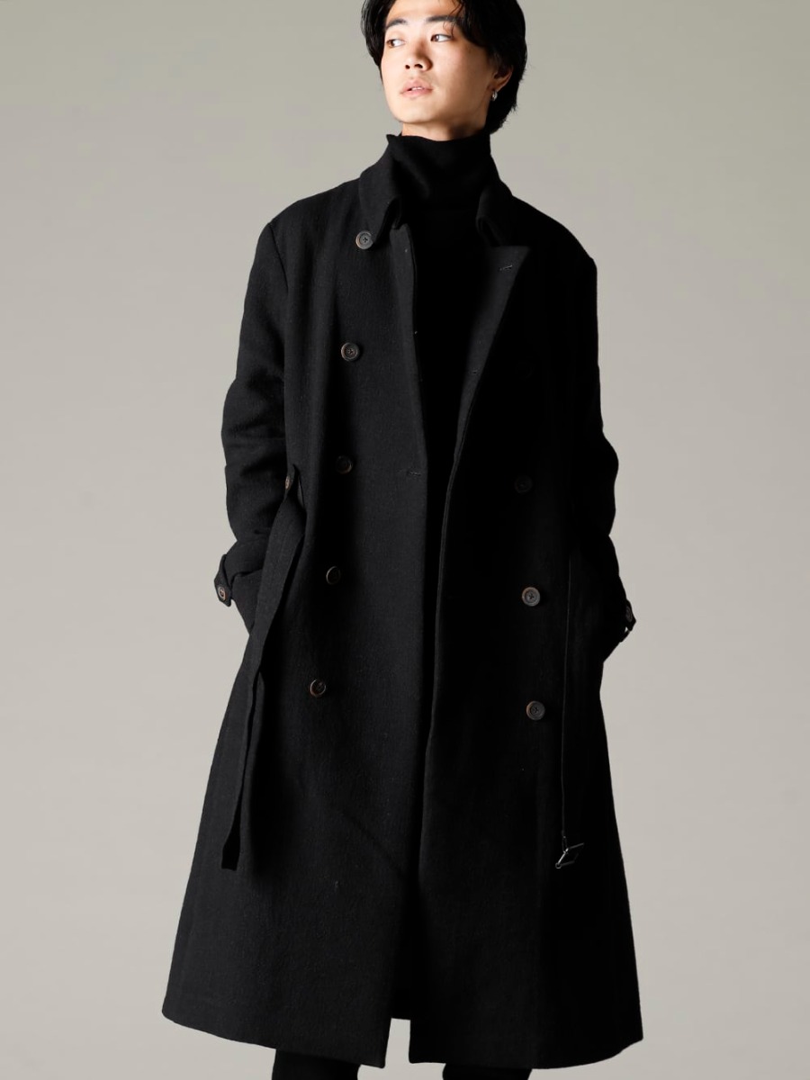 Forme D’expression(フォルメ デ エクスプレッション) 22-23AW(秋冬) ミリタリー感の強いデザイン - HC012-MDRB ウォーデン コート - TTW-wn ウール ボトルネックニット ブラック 3-004