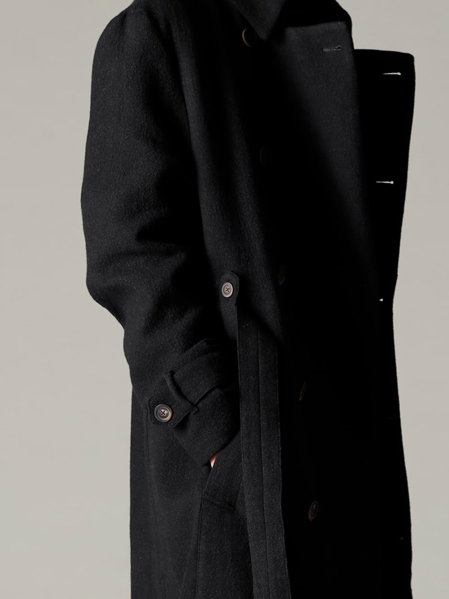 Forme D’expression(フォルメ デ エクスプレッション) 22-23AW(秋冬) ミリタリー感の強いデザイン - HC012-MDRB ウォーデン コート - TTW-wn ウール ボトルネックニット ブラック 3-005