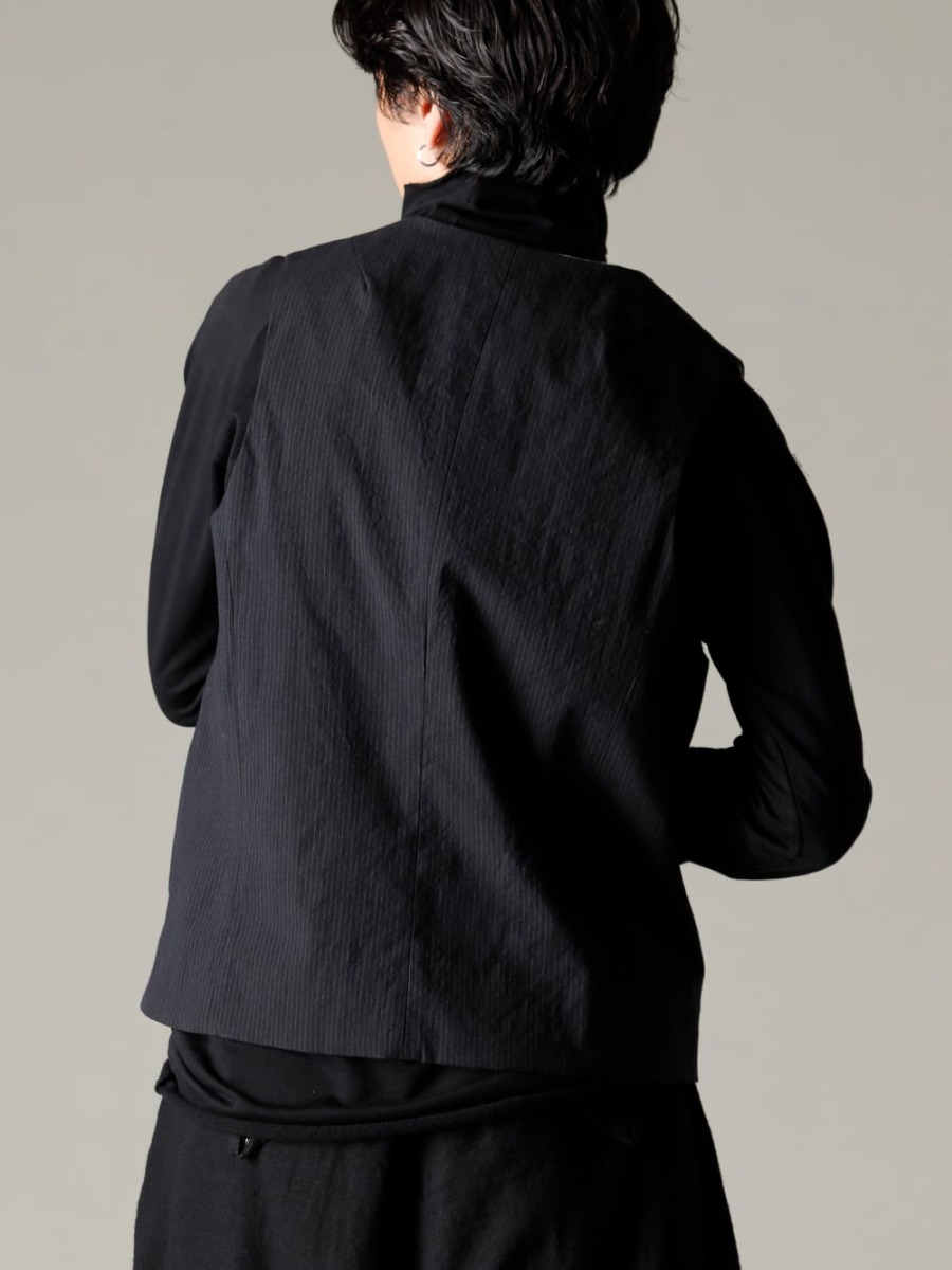 Bergfabel(バーグファベル) 22-23AW(秋冬) スタイリング クラシックなスタイルの王道ジレ - G12-165 イージー ベスト - TTC-swcm-blk コットンボトルネック ブラック 1-003