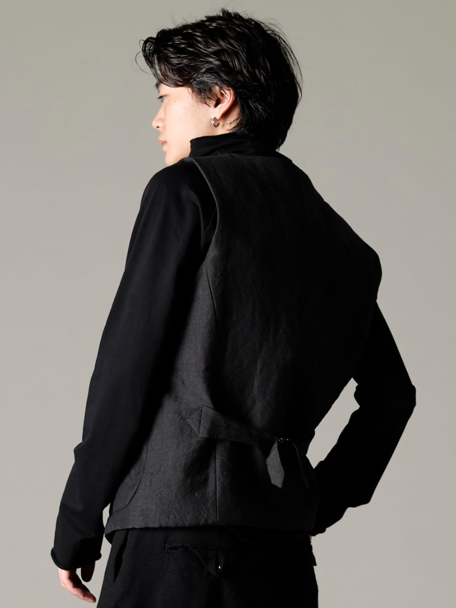 NOUSAN(ノウザン) 22-23AW(秋冬) 実用性を兼ね備えたクルーネックタイプ  - crew-neck-gilet-padding パディング クルーネック ジレ - TTC-swcm-blk コットンボトルネック ブラック 2-005