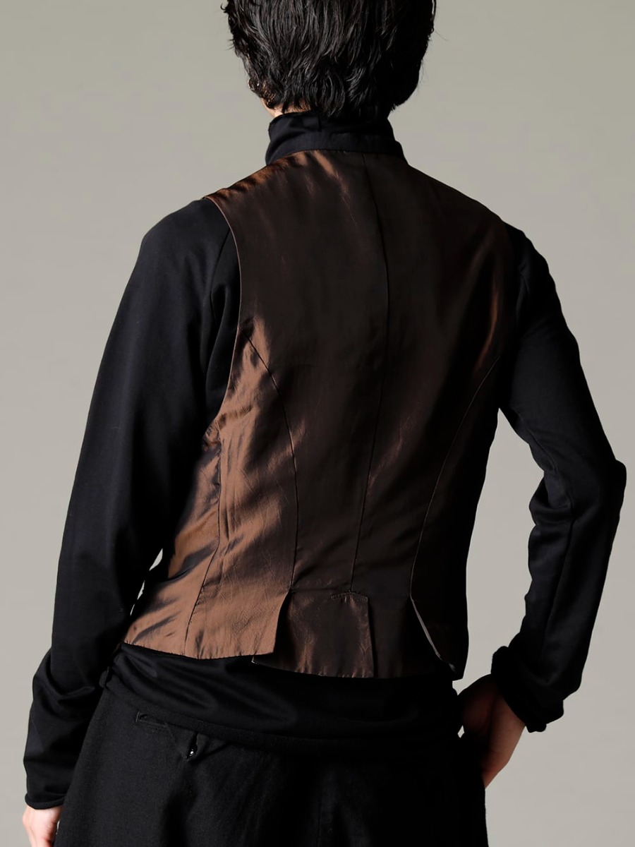 ZIGGY CHEN(ジギーチェン) 22-23AW(秋冬) デザインでコーディネートを完結させる - 0M2230103 ダブルブレステッドストライプウエストコート - TTC-swcm-blk コットンボトルネック ブラック 3-005