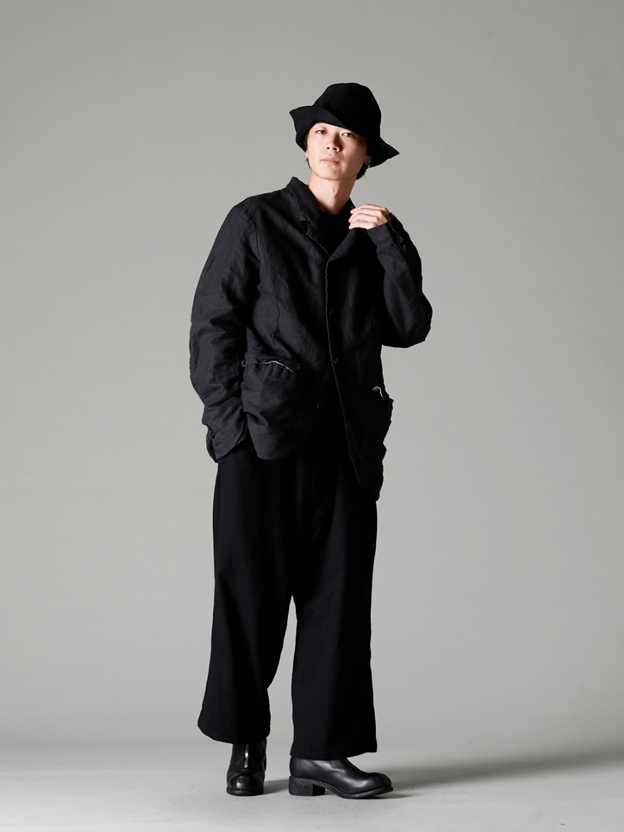 GARMENT REPRODUCTION OF WORKERS 22-23AW  - Artistic design and details Named after the famous painter Van Gogh - Vincent-Jacket-Washi-Black Vincent Jacket Washi Black - Quasimodo-Knit-Sew-Black Quasimodo Knit Sew Black - Bretagne-pants-Long-Wool-Black Bretagne pants Long Wool Black - PL1 Front Zip Boots Double Sole - Horse Full Grain Leather - RH-PK-006-Black EB RABBIT FUR FELT LONG HAT BLACK EB