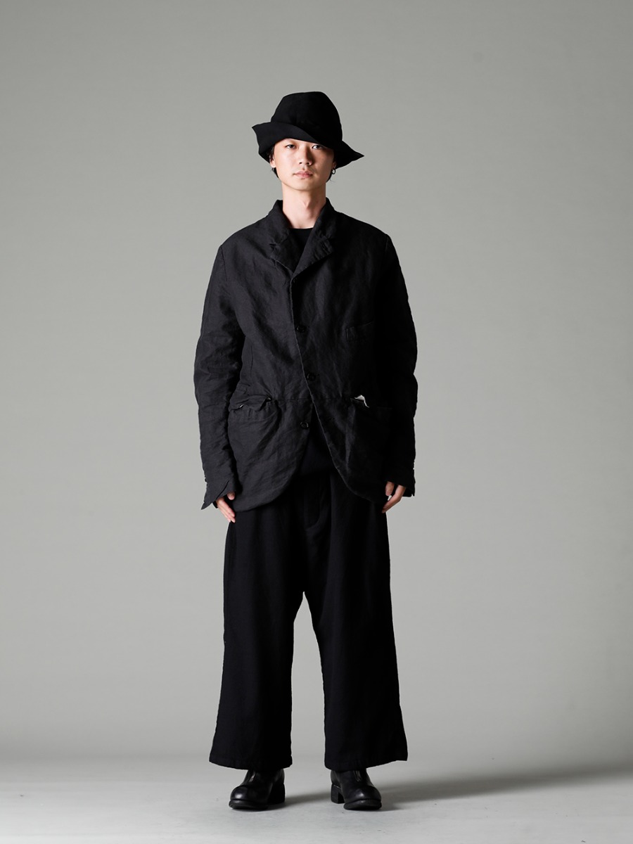 GARMENT REPRODUCTION OF WORKERS 22-23AW From a double jacket to a single jacket -  Vincent-Jacket-Washi-Black Vincent Jacket Washi Black - Quasimodo-Knit-Sew-Black Quasimodo Knit Sew Black - Bretagne-pants-Long-Wool-Black Bretagne pants Long Wool Black - PL1 Front Zip Boots Double Sole - Horse Full Grain Leather - RH-PK-006-Black EB RABBIT FUR FELT LONG HAT BLACK EB