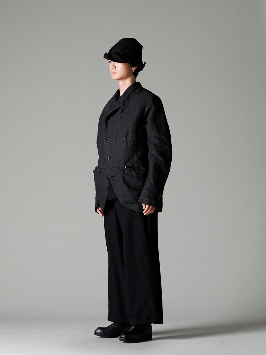 GARMENT REPRODUCTION OF WORKERS 22-23AW From a double jacket to a single jacket  - Vincent-Jacket-Washi-Black Vincent Jacket Washi Black - Quasimodo-Knit-Sew-Black Quasimodo Knit Sew Black - Bretagne-pants-Long-Wool-Black Bretagne pants Long Wool Black - PL1 Front Zip Boots Double Sole - Horse Full Grain Leather - RH-PK-006-Black EB RABBIT FUR FELT LONG HAT BLACK EB 2-001