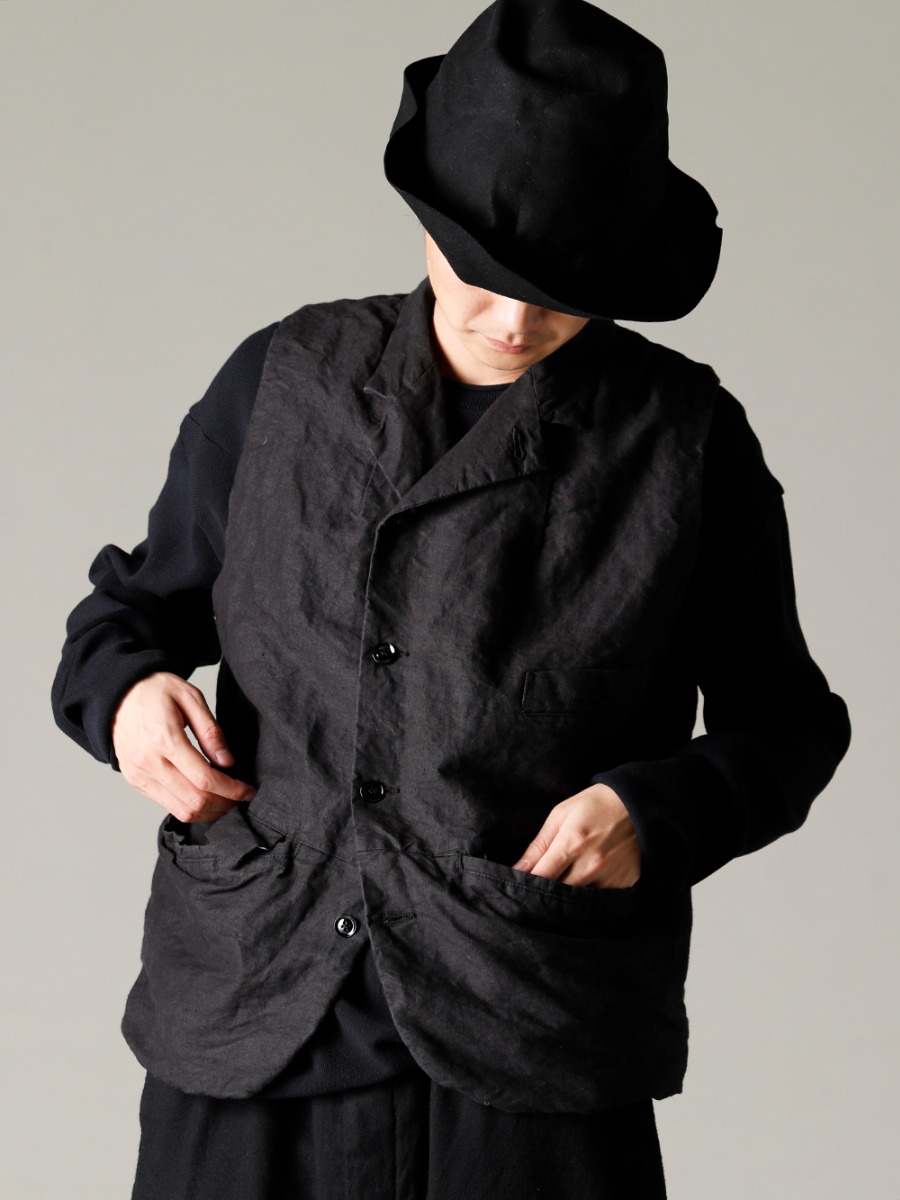 GARMENT REPRODUCTION OF WORKERS 22-23AW A glimpse of the brand's commitment and technology - Vincent-Vest-Washi-Black Vincent Vest Washi Black - Quasimodo-Knit-Sew-Black Quasimodo Knit Sew Black - RH-PK-006-Black EB RABBIT FUR FELT LONG HAT BLACK EB 3-005