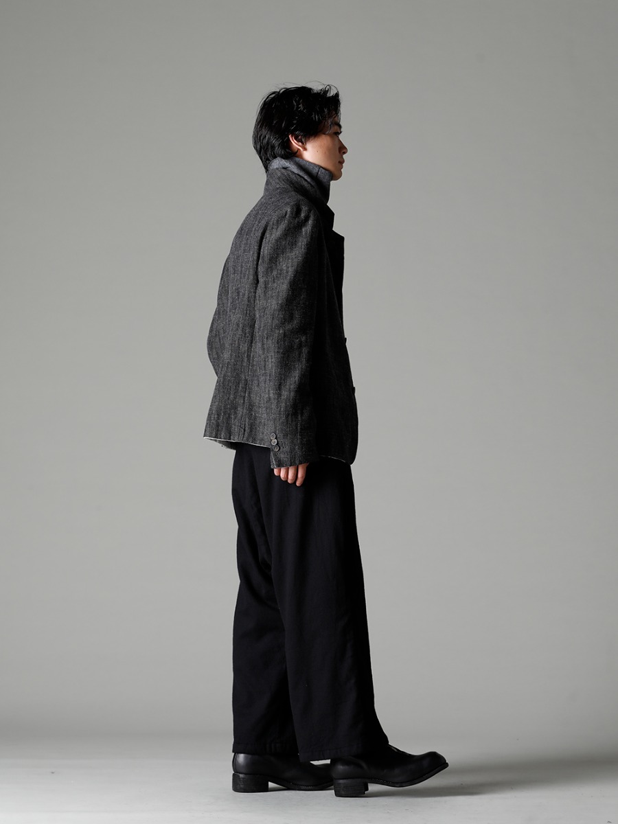 Forme D’expression(フォルメ デ エクスプレッション) 22-23AW(秋冬)  生地にこだわりを持ってパターンメイク - UG061-354G ショート ジャケット - TTC-wmpl-Grey-Beige イタリア マペル ウールニットボトルネック グレーベージュ - Bretagne-pants-Long-Wool-Black ブルターニュ パンツ ロング ウール ブラック - PL0FZ オーソピーディック デコルテ シューズ ダブルソール ホース フルグレイン - PL0FZ 1-003