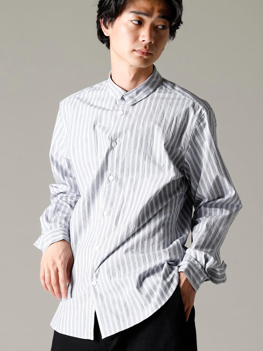 Bergfabel(バーグファベル) 22-23AW(秋冬) アウターの裏生地と同一素材を使用したストライプシャツ - Sh112-A70 チロル シャツ 3-003