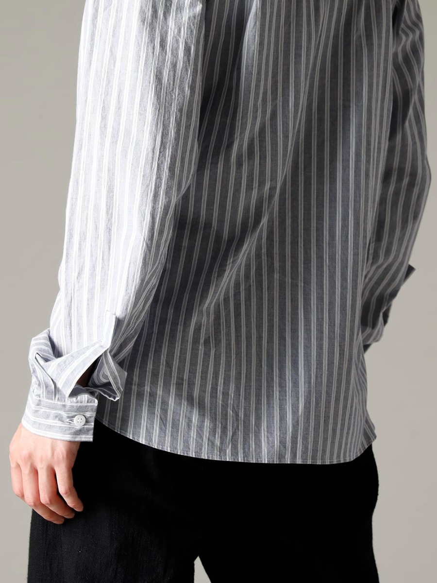 Bergfabel(バーグファベル) 22-23AW(秋冬) アウターの裏生地と同一素材を使用したストライプシャツ - Sh112-A70 チロル シャツ 3-005