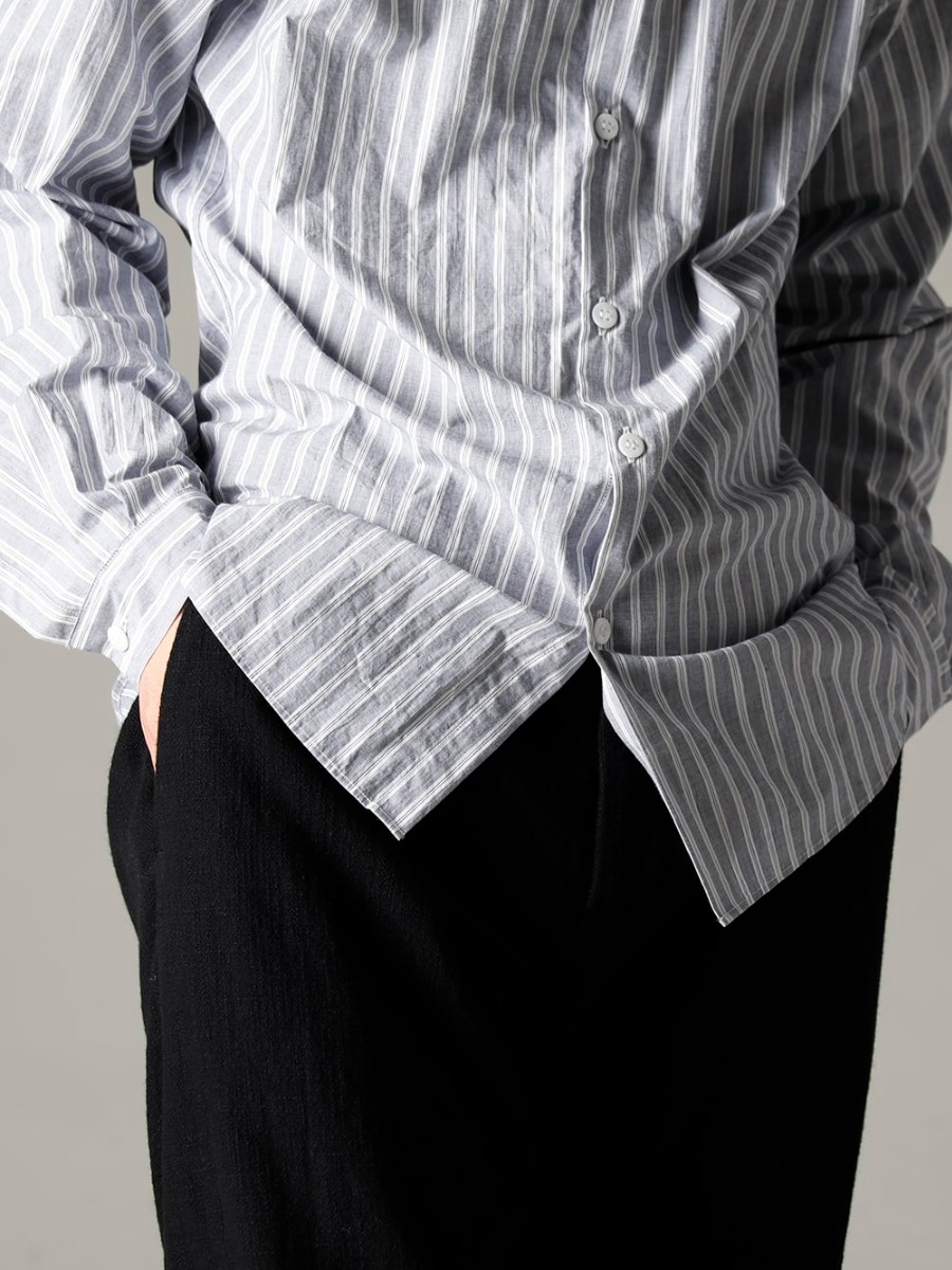 Bergfabel(バーグファベル) 22-23AW(秋冬) アウターの裏生地と同一素材を使用したストライプシャツ - Sh112-A70 チロル シャツ 3-005