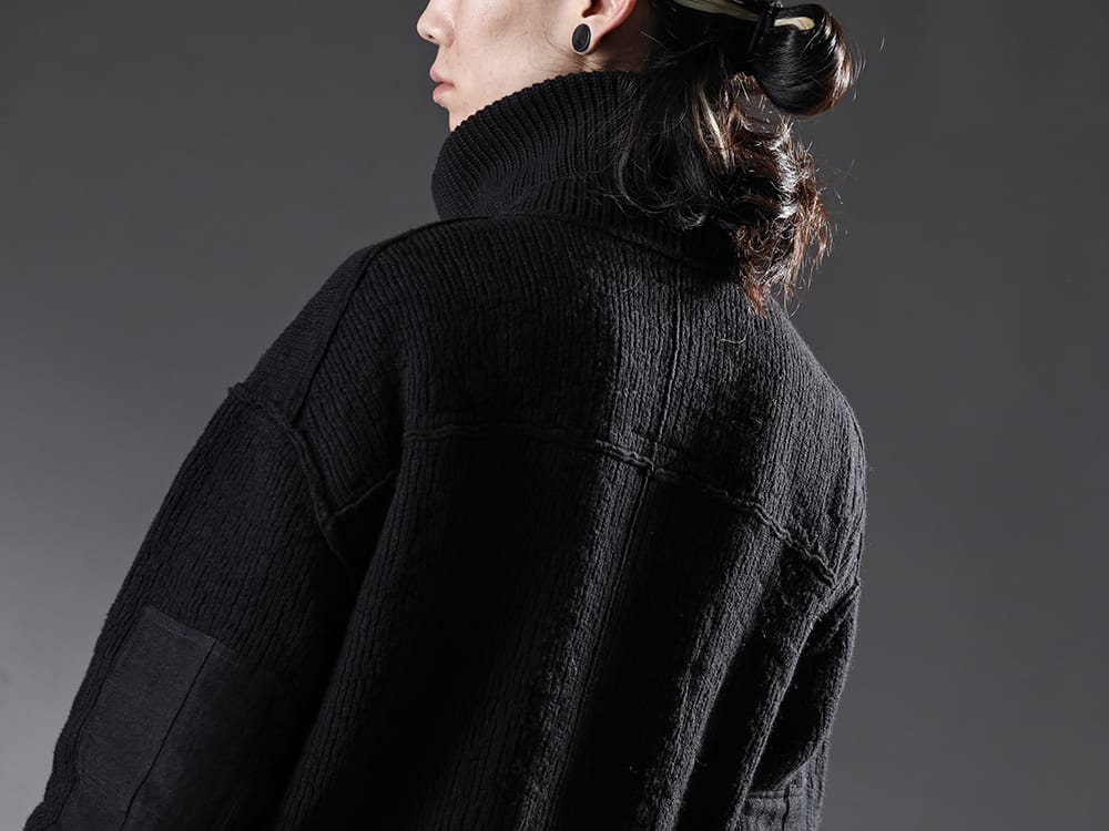 The Viridi-anne - ザ ヴィリジアン 2022-23AW デザイン性を高めたアウターとしてのニットアイテム  - VI-3530-07-Black 綿カシミア ニットブルゾン ブラック 2-004