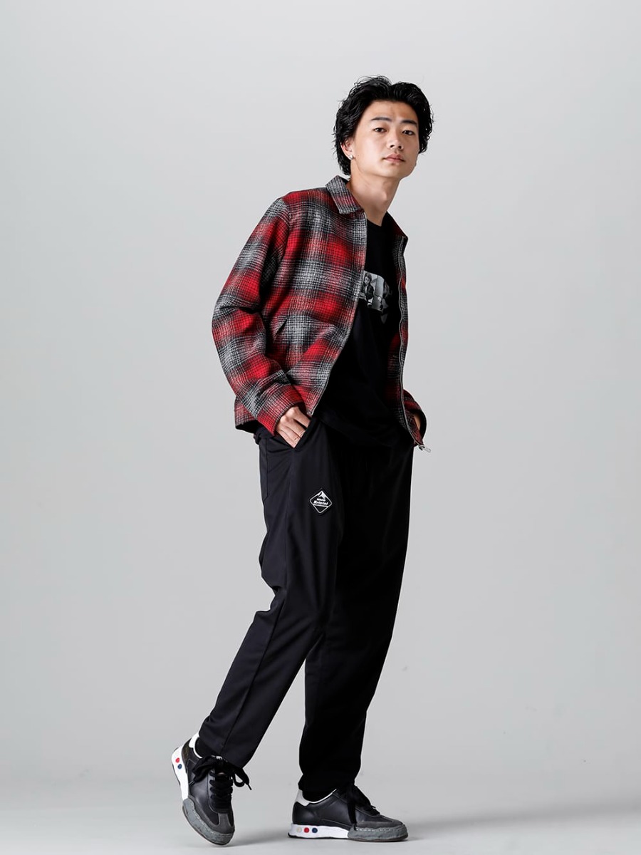 Maison MIHARAYASUHIRO - メゾン ミハラヤスヒロ 2022-23AW 見出し4 - 2210-8001 - 杢撚糸 Vチェック フランネル ジップアップ ブルゾン - WM2273408-Black - WM × F.C.Real Bristol テーパード パンツ - A09FW702-Black-Black - -ハービー ロー- レザー ロートップ スニーカー Black  4-001