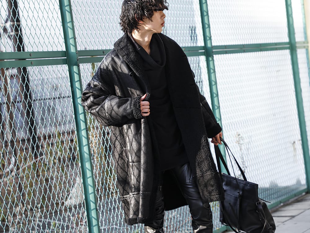 JULIUS All Black Mouton Coat Styling - FASCINATE BLOG