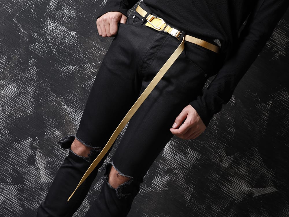 JULIUS 2022-23AW - A belt is a gift that can also be used to accentuate your styling. - 807ACU1-Yellow(Cow Skin / Nylon Tape Belt Yellow) - 3-006